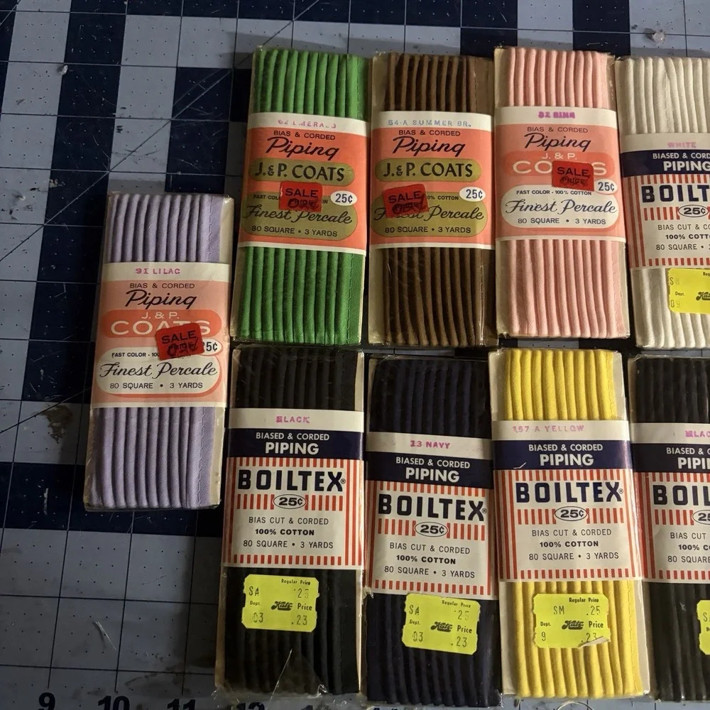 J&P Coats Boiltex Piping Trim Lot 3yd Multicolor Vintage Cotton Corded M.951